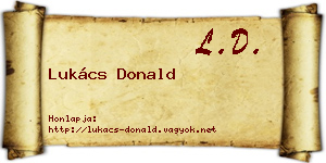 Lukács Donald névjegykártya